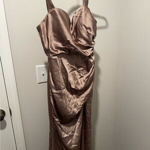 Revelry Satin Dress in Blush